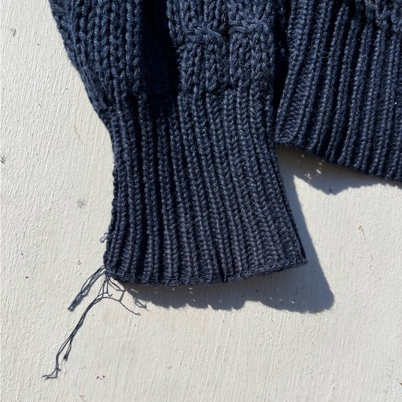 Men's Vintage Structure Sweater Navy Blue Cable Knit XL Defunct 90s Y2K Preppy - Picture 10 of 14
